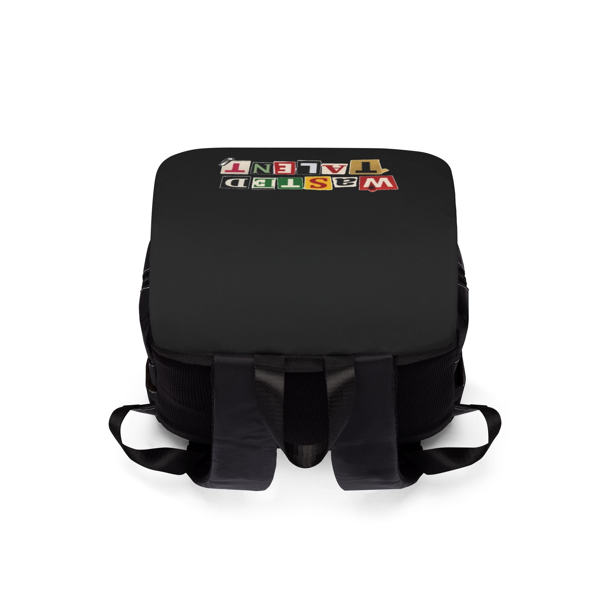 Wasted Talent Backpack | Ransom Note Style Graphic School Bag